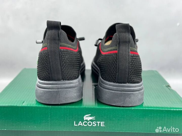 Мужские кеды Lacoste летние чёрные 2.0