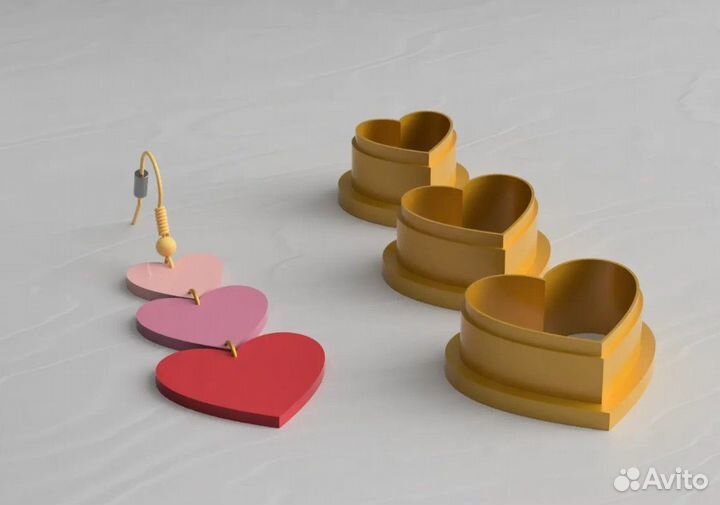 Каттеры для полимерной глины clay сережки сердечки