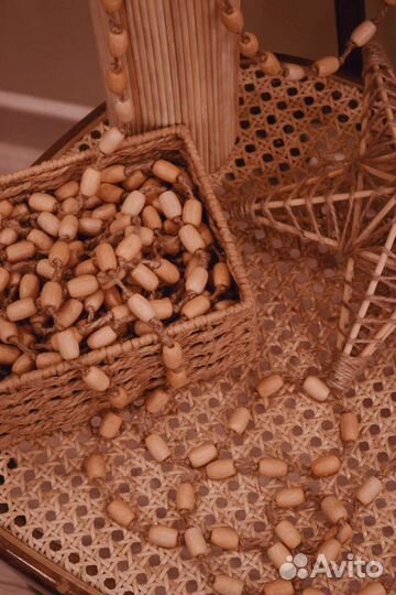 Бусы на ёлку деревянные (бук)