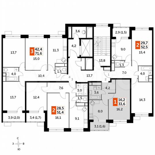 1-к. квартира, 33,6 м², 8/9 эт.