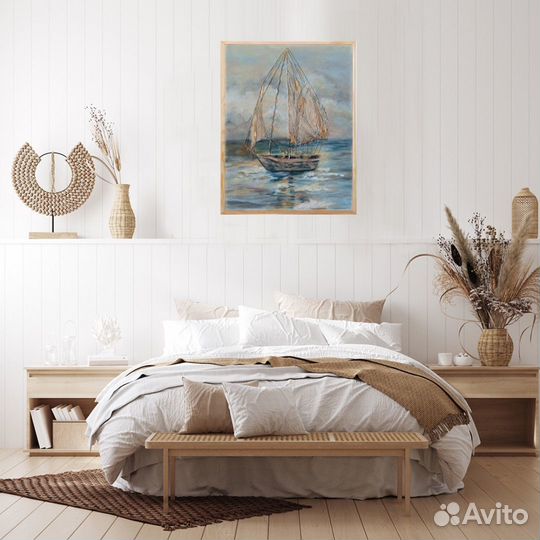 Интерьерная картина с текстурной пастой и поталью