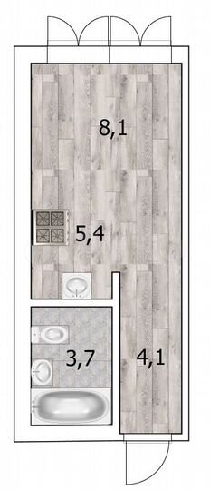 Квартира-студия, 21,1 м², 11/20 эт.
