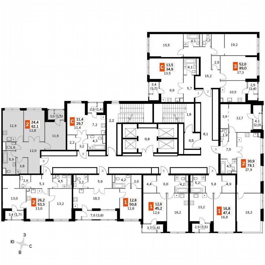 2-к. квартира, 62,1 м², 29/29 эт.