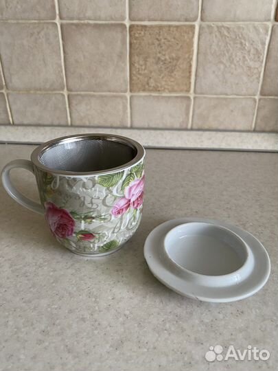 Кружка заварочная с ситом роза