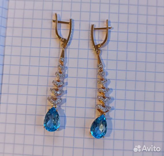 Золотые серьги 585 с топазом