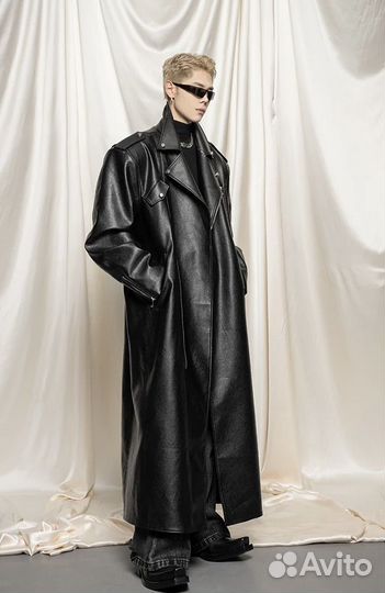 Кожаный тренч винтаж balenciaga style