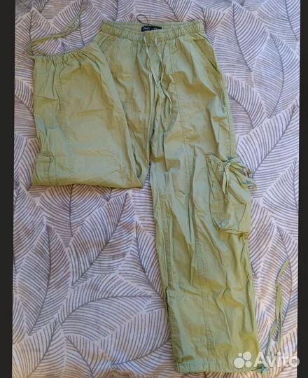 Брюки карго хаки широкие