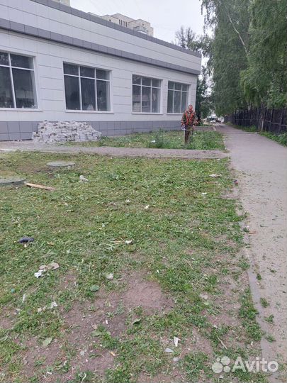Покос травы триммером