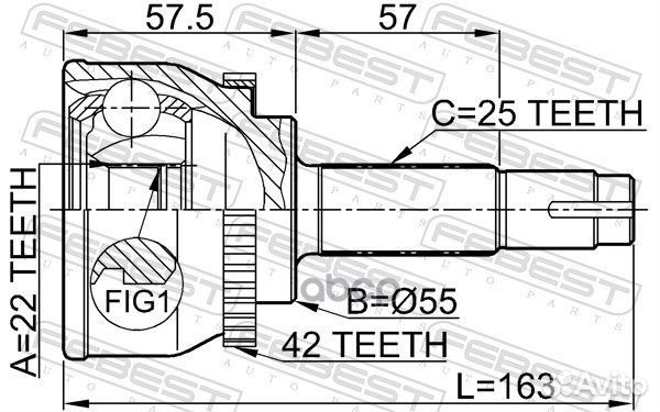 ШРУС наружный 22x55x25 (nissan AD VAN/wingroad Y11