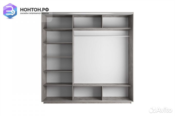 Шкаф-купе 3-х дверный Нонтон фото №1017 / бетон
