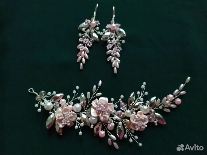 Свадебная нежная веточка и серьги