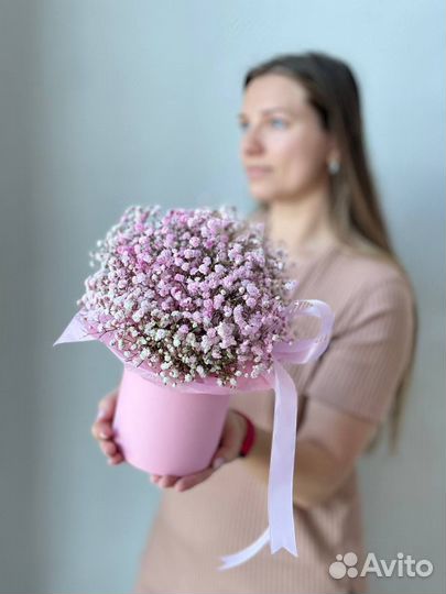 Мини коробочка с гипсофилой