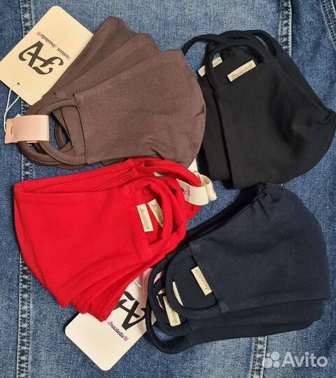 Маска для лица 3шт тканевая двухслойная