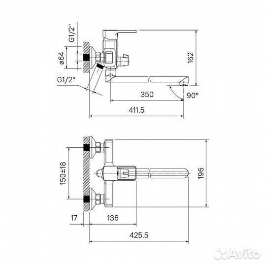 Смеситель для ванны iddis bilsb00i10wa Хром