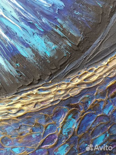 Картина глаз дракона текстурная авторская 40х50