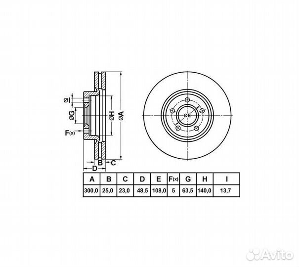 Диск тормозной ford focus II/III 04/volv