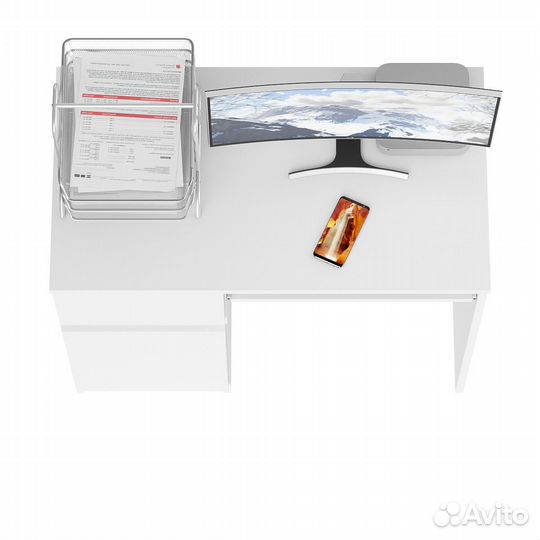 Стол компьютерный Мори мс-1 левый, цвет белый, шхгхв 90х50х76,6 см., ящик слева, не универсальная сб
