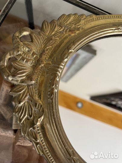 Настенное бра подсвечник с зеркалом. Латунь. Испан