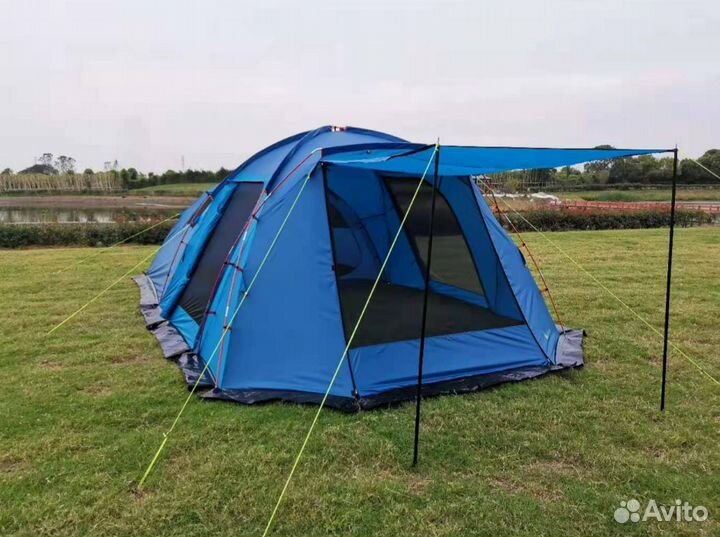 Туристическая палатка 4 местная, высокая, тамбур