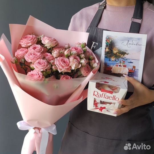 Подарок набор Букет цветов конфеты открытка