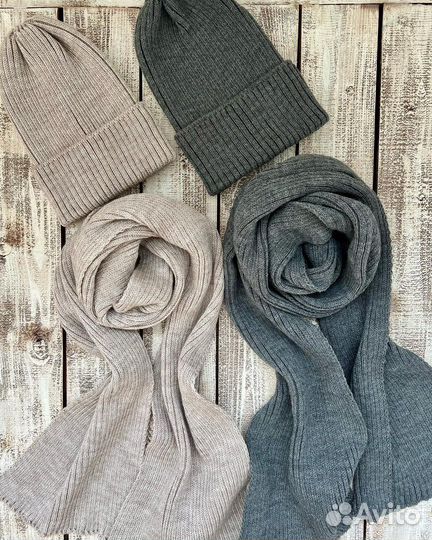 Шапка и шарф (комплект в рубчик)