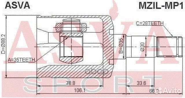 Шрус внутр mazda MPV 35x35x28 лев asva mzil-MP