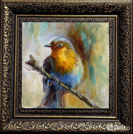 Картина маслом на холсте птичка