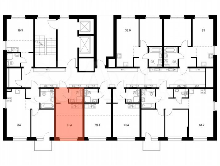 Квартира-студия, 19,4 м², 3/14 эт.