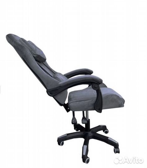 Кресло игровое компьютерное 212 серый велюр