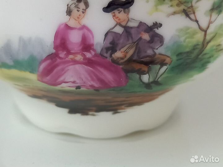 Антикварная кофейная пара роспись Людвигсбург