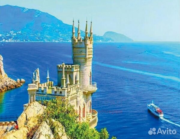 Алмазная мозаика 40x50 Ласточкино гнездо с птичьег