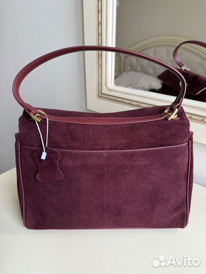 Сумка в стиле Balenciaga rodeo замша бордо