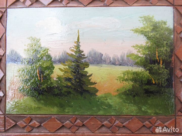 Шкатулка с пейзажем артель «Победа» 1950г