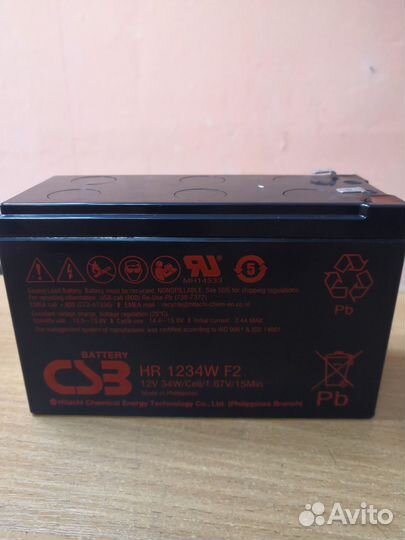 Аккумулятор для ибп CSB HR1234W F2 12В, 9Ач