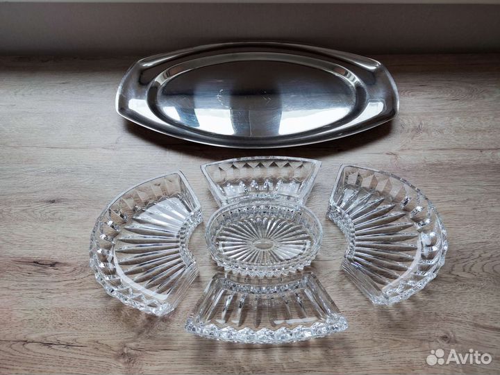 Менажница мельхиор хрусталь СССР