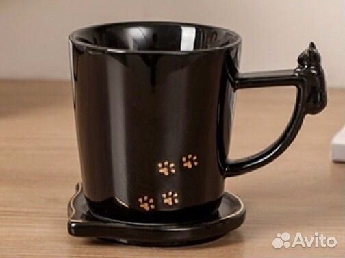 Кружка с подставкой (фарфор) кошачья тематика