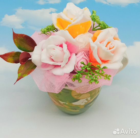 Мыло ручной работы в бокале,букет, открытка, упак