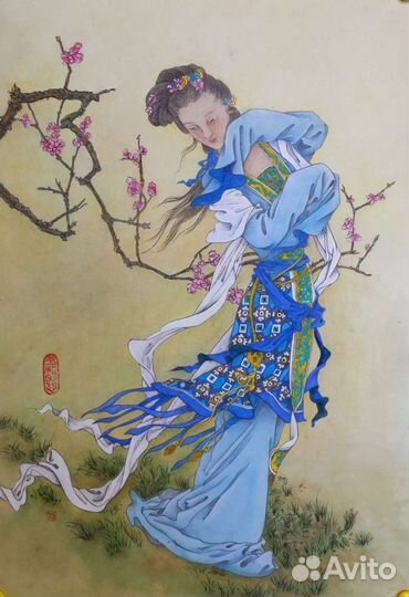 Картина китайская живопись Ветерок