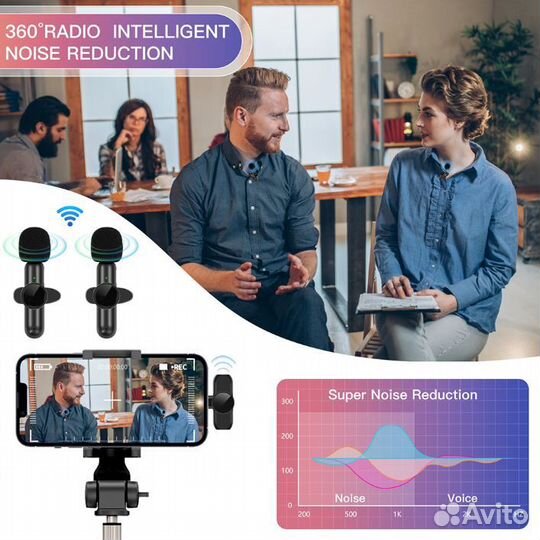 Петличный микрофон беспроводной для IOS и Android