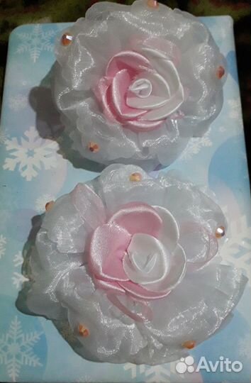 Банты для волос детские (белые и бело-розовые)