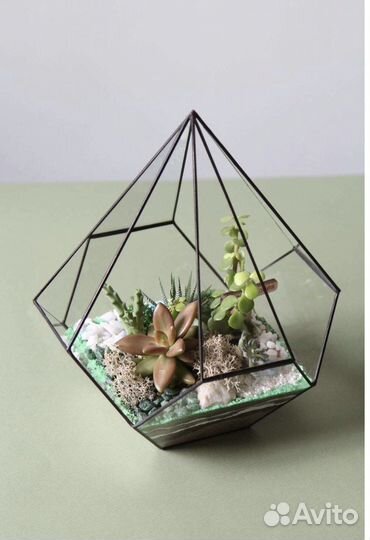 Ваза флорариум для суккулентов Айсберг