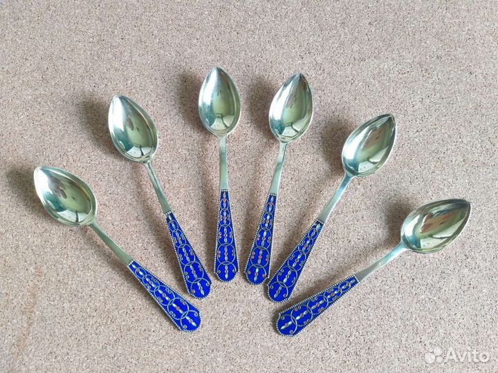 Ложки чайные серебро 875 проба, 6шт