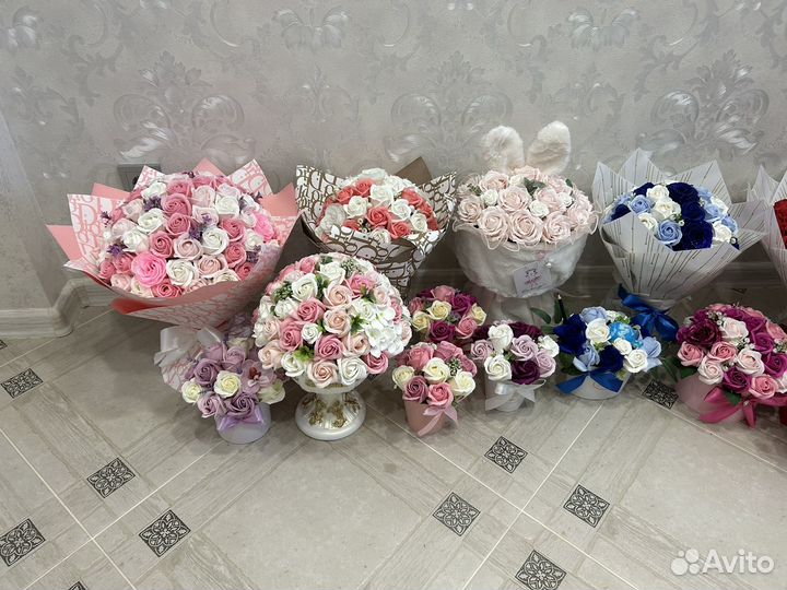 Букеты из мыльных роз, букеты к 1 сентября