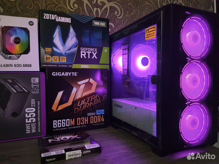 Новый Пк Game Max Aero Core i5 12400F+RTX 3060 12G