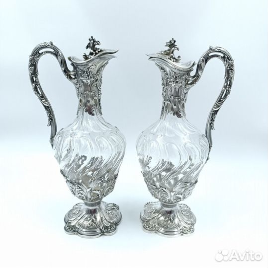 Парные графины Серебро и Хрусталь Франция