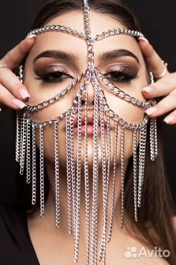 Маска цепь на лицо цепь на нос украшение цепочка в