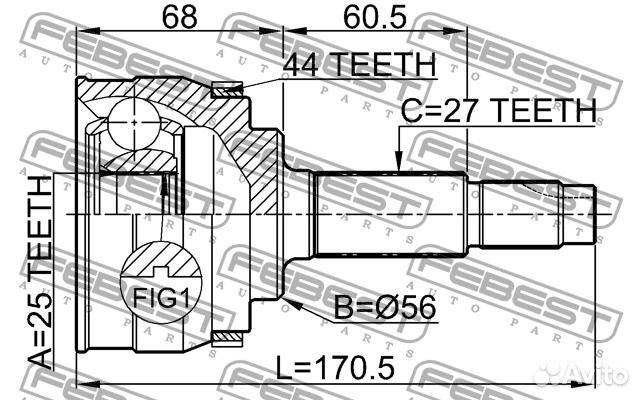 Шрус наружный 25x56x27 (nissan primera P11 1996-20