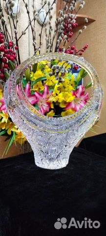 Ваза - корзинка хрусталь. Чехия. Богемия