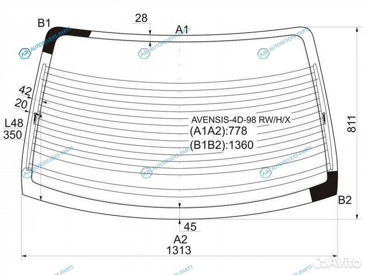 Avensis-4D-98 rwhx Стекло заднее с обогревом toyot
