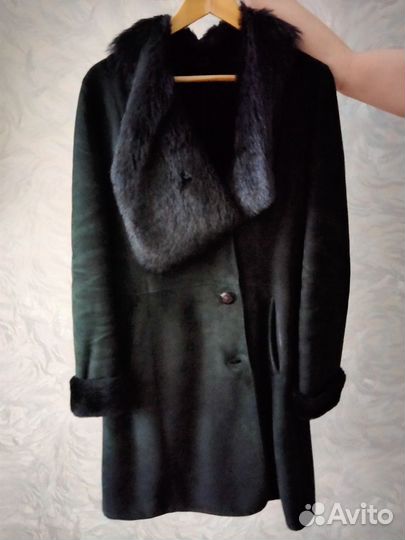 Дубленка женская черная 46-48 зимняя натральная
